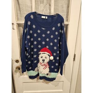 Polar‎ Bear Christmas Sweater with Santa Hat and Snowflakes